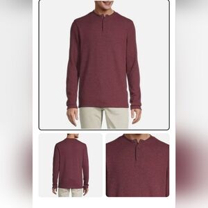 St. John's Bay Men's Maroon Long Sleeve Henley SZ XL